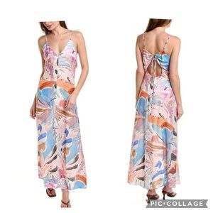 Ted Baker London Lizybet Maxi Dress Cut-Out Back  V-neck  Strappy TB Size 2 US 6